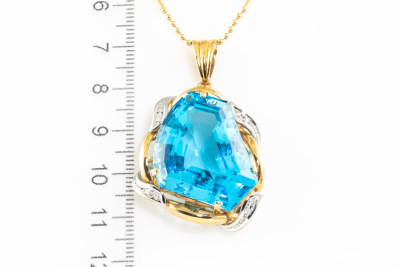 58.76ct Blue Topaz and Diamond Pendant - 3