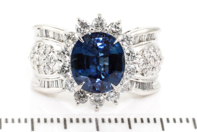 3.58ct Blue Sapphire and Diamond Ring - 2