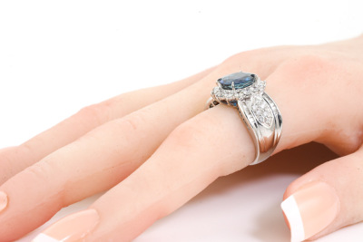 3.58ct Blue Sapphire and Diamond Ring - 7