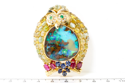 25.40ct Opal, Gemstone & Diamond Brooch - 2