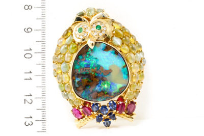 25.40ct Opal, Gemstone & Diamond Brooch - 3