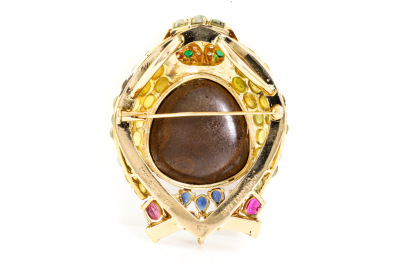 25.40ct Opal, Gemstone & Diamond Brooch - 5