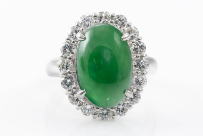 7.11ct Jade and Diamond Ring