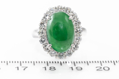 7.11ct Jade and Diamond Ring - 2