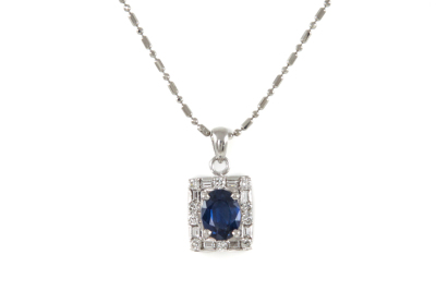 1.54ct Blue Sapphire and Diamond Pendant