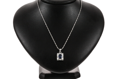 1.54ct Blue Sapphire and Diamond Pendant - 2