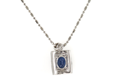 1.54ct Blue Sapphire and Diamond Pendant - 4