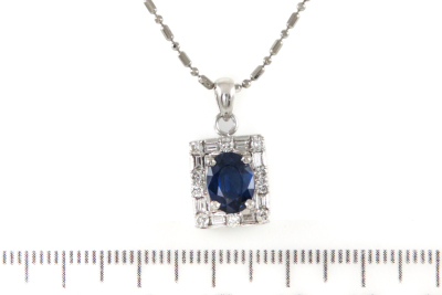 1.54ct Blue Sapphire and Diamond Pendant - 6