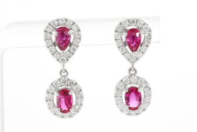 1.30ct Ruby and Diamond Earrings