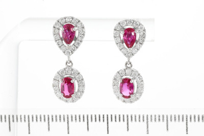 1.30ct Ruby and Diamond Earrings - 2