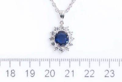 1.74ct Blue Sapphire and Diamond Pendant - 2