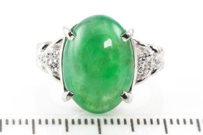 9.20ct Jade and Diamond Ring - 2