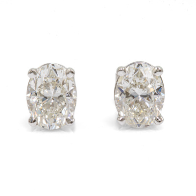 2.02ct Oval Cut Diamond studs GIA H VVS1