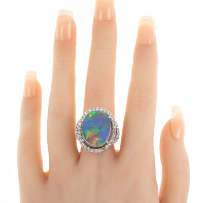 9.64ct Solid Black Opal and Diamond Ring - 3
