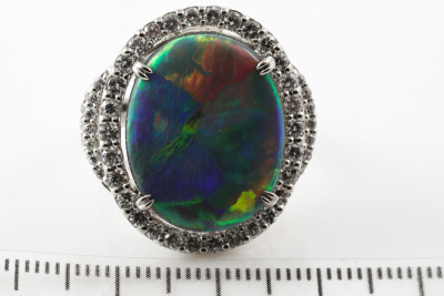 9.64ct Solid Black Opal and Diamond Ring - 5