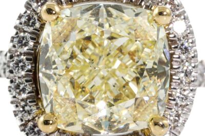 4.53ct Fancy Light Yellow Diamond Halo Ring GIA SI1 - 2