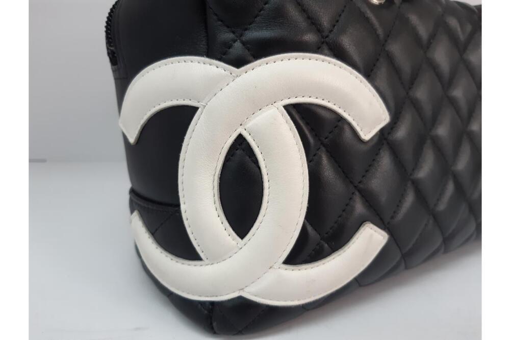 CHANEL Cambon Ligne Diamond Quilted Tote Bag