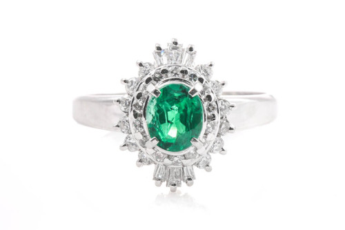 0.61ct Emerald and Diamond Ring