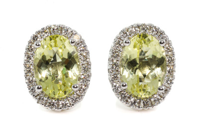 1.57ct Lemon Quartz and Diamond Earrings