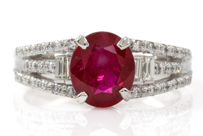 2.01ct Burmese Ruby & Diamond Ring GIA