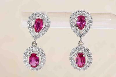 1.30ct Ruby and Diamond Earrings - 5