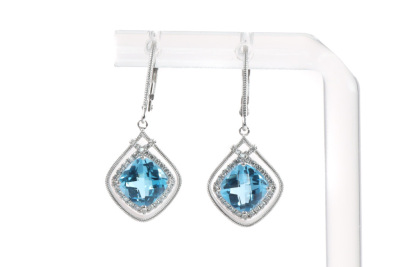 3.37ct Topaz and Diamond Earrings