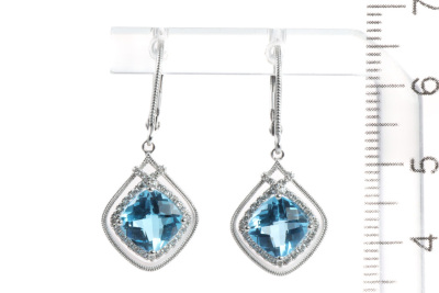 3.37ct Topaz and Diamond Earrings - 3