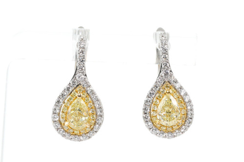 1.67ct Yellow and White Diamond Earrings