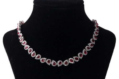 11.85ct unheated Ruby & Diamond Necklace