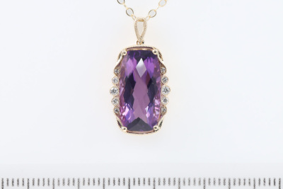 5.27ct Amethyst and Diamond Pendant - 2