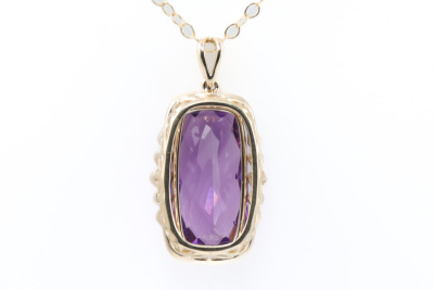 5.27ct Amethyst and Diamond Pendant - 4