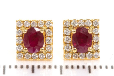 0.78ct Ruby and Diamond Earrings - 2