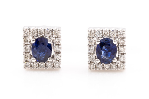 Oval Sapphire and Diamond Earrings