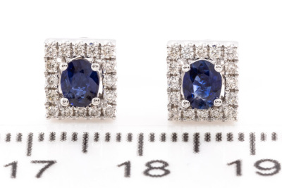 Oval Sapphire and Diamond Earrings - 2