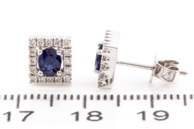 Oval Sapphire and Diamond Earrings - 3