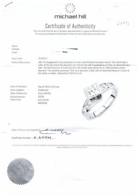 1.00ct Centre Princess Cut Diamond Ring - 4