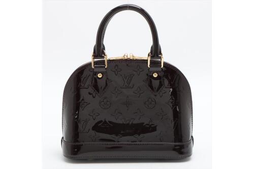 Louis Vuitton Alma Monogram Vernis BB Givre in Patent Leather with