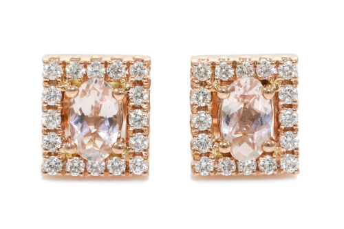 Oval Morganite and Diamond Earrings