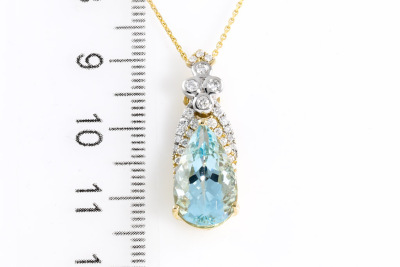 4.08ct Aquamarine and Diamond Pendant - 7