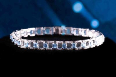 5.65ct Blue Topaz and Diamond Bracelet - 7