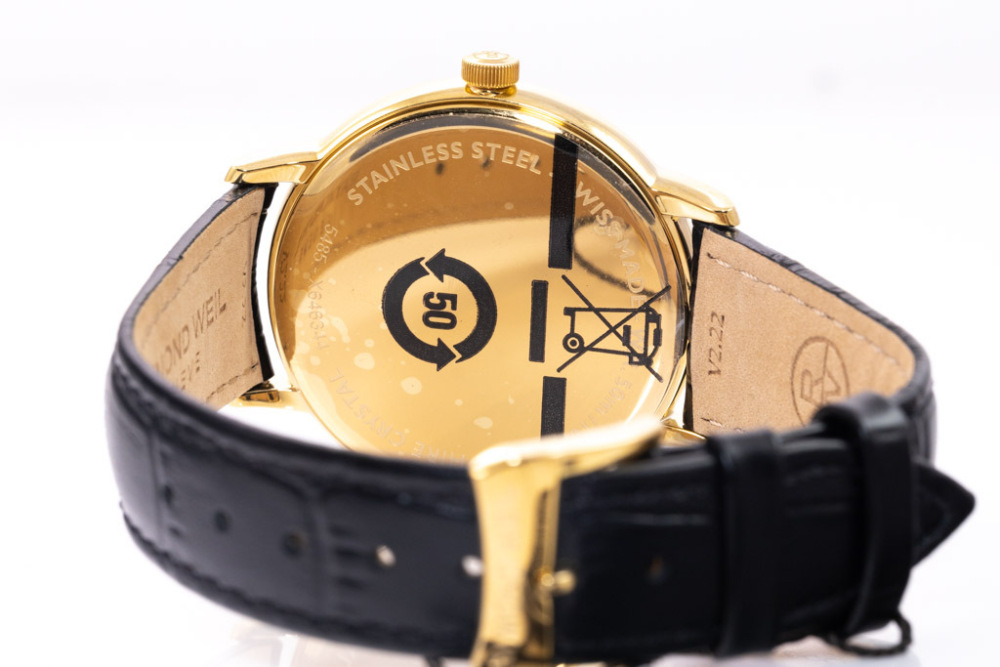 Men's Gold-Plated Steel Leather Strap Watch - Toccata