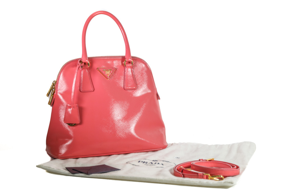 Prada Begonia Saffiano Vernice Promenade Bag