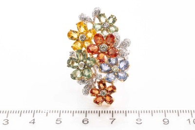 Multi-coloured Sapphire and Diamond Ring - 2