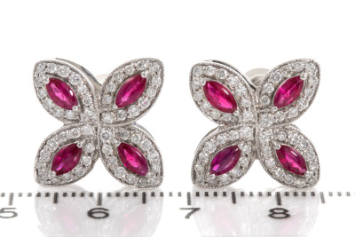 1.32ctct Ruby and Diamond Earrings - 2