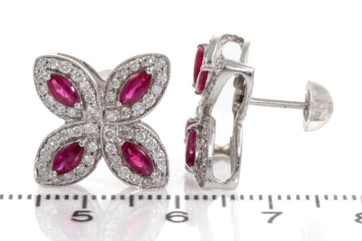 1.32ctct Ruby and Diamond Earrings - 3