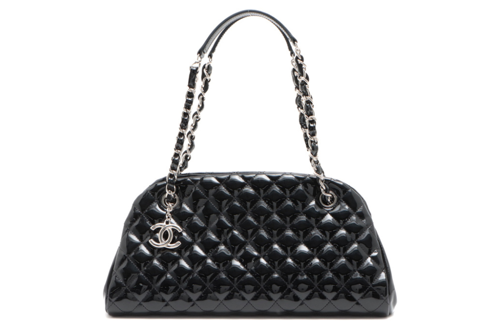 CHANEL Bag Authentic Just Mademoiselle Quilted Caviar Black Bowling  ShoulderB468