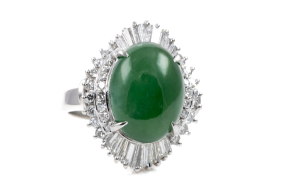 12.10ct Jade and Diamond Ring