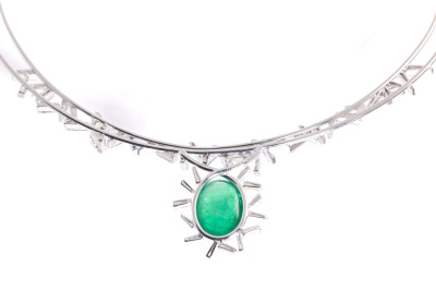 11.11ct Emerald and Diamond Necklace - 6