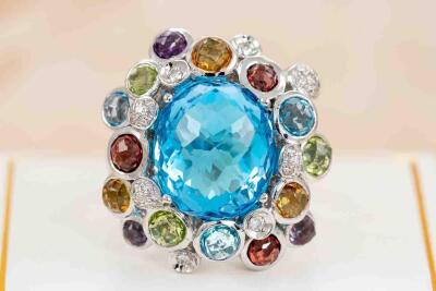 16.05ct Topaz, Mixed Gem & Diamond Ring - 7