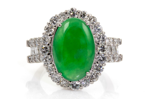 5.42ct Jade and Diamond Ring